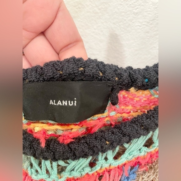 ALANUI Over The Rainbow Crochet Mini Dress Brown Yellow multicolor Large - Picture 10 of 12